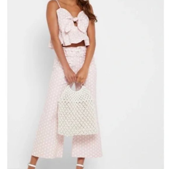 English Factory Pants - English Factory Pink Polka Dot Tie Top & Marching Trousers